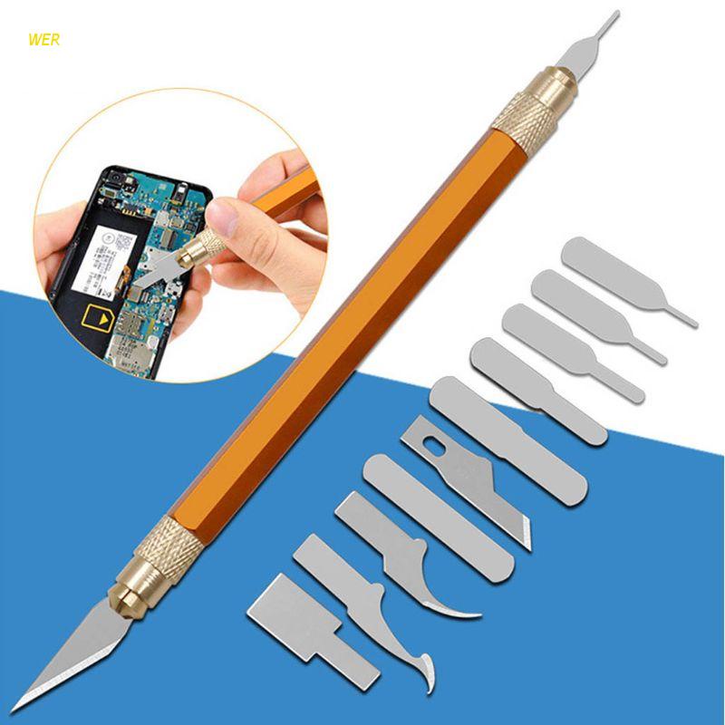 Bộ 13 Lưỡi Dao Thép Sửa Chữa Điện Thoại Có Tay Cầm
