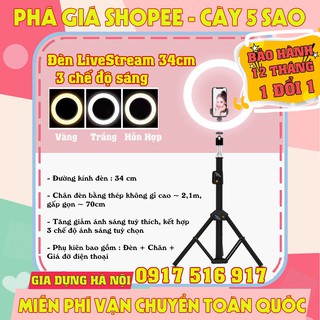 Đèn livestream 34cm, đèn live stream 34cm đa năng - bh 12 tháng