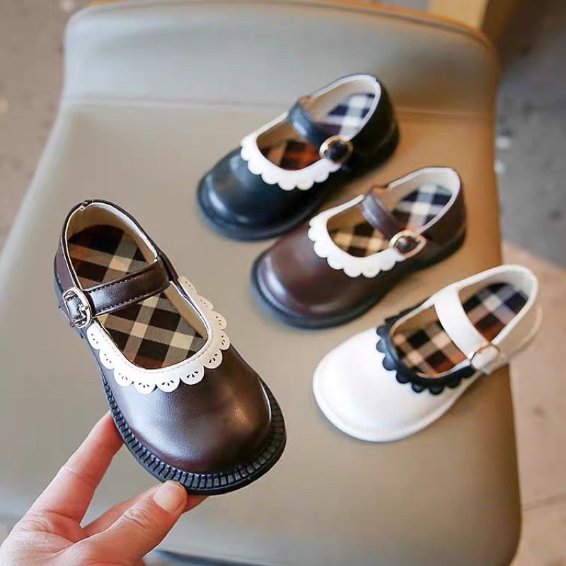 Giày công chúa đế bằng cho bé gái- giày búp bê phong cách vintage cho bé quai dán da PU mềm êm chân (sz22-sz36)901