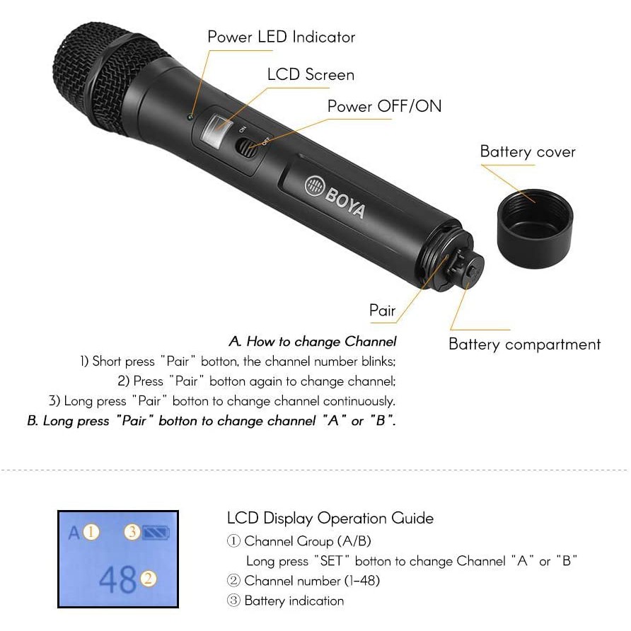 Micro không dây Boya WHM8 PRO / BY WHM8 PRO - Bảo hành 12 tháng