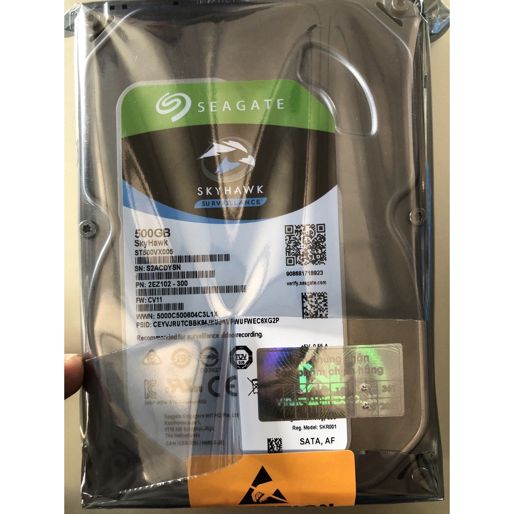 Ổ Cứng Hdd SEAGATE 500GB SKYHAWK - Chuyên Dùng CAMERA- Chính Hãng 100%- Bảo Hành 24 Tháng- 1 Đổi 1