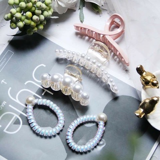 Set 5 Kẹp Tóc Hàn Quốc (3 kẹp tóc 2 dây buộc đính hạt)