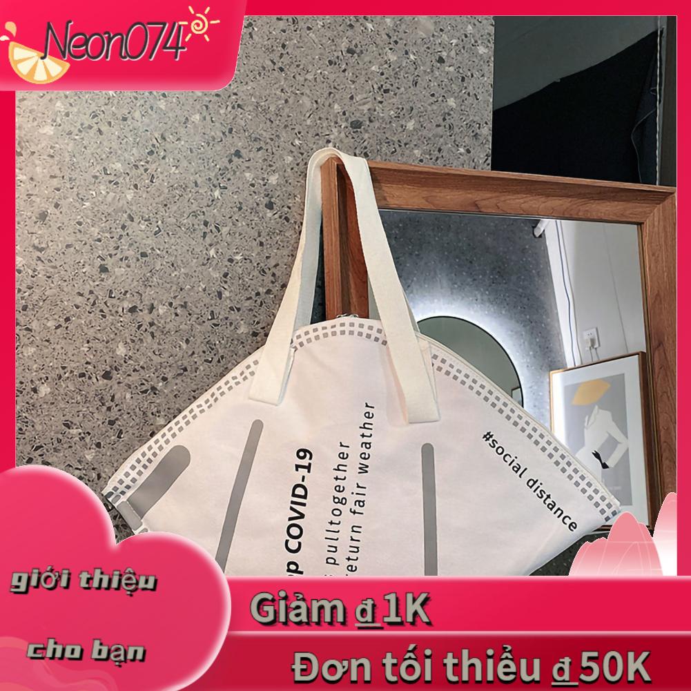 Neon074 Neon074 Túi xách đeo vai bằng vải Dung tích lớn mua sắm tote nhẹ thoáng khí cho phụ nữ