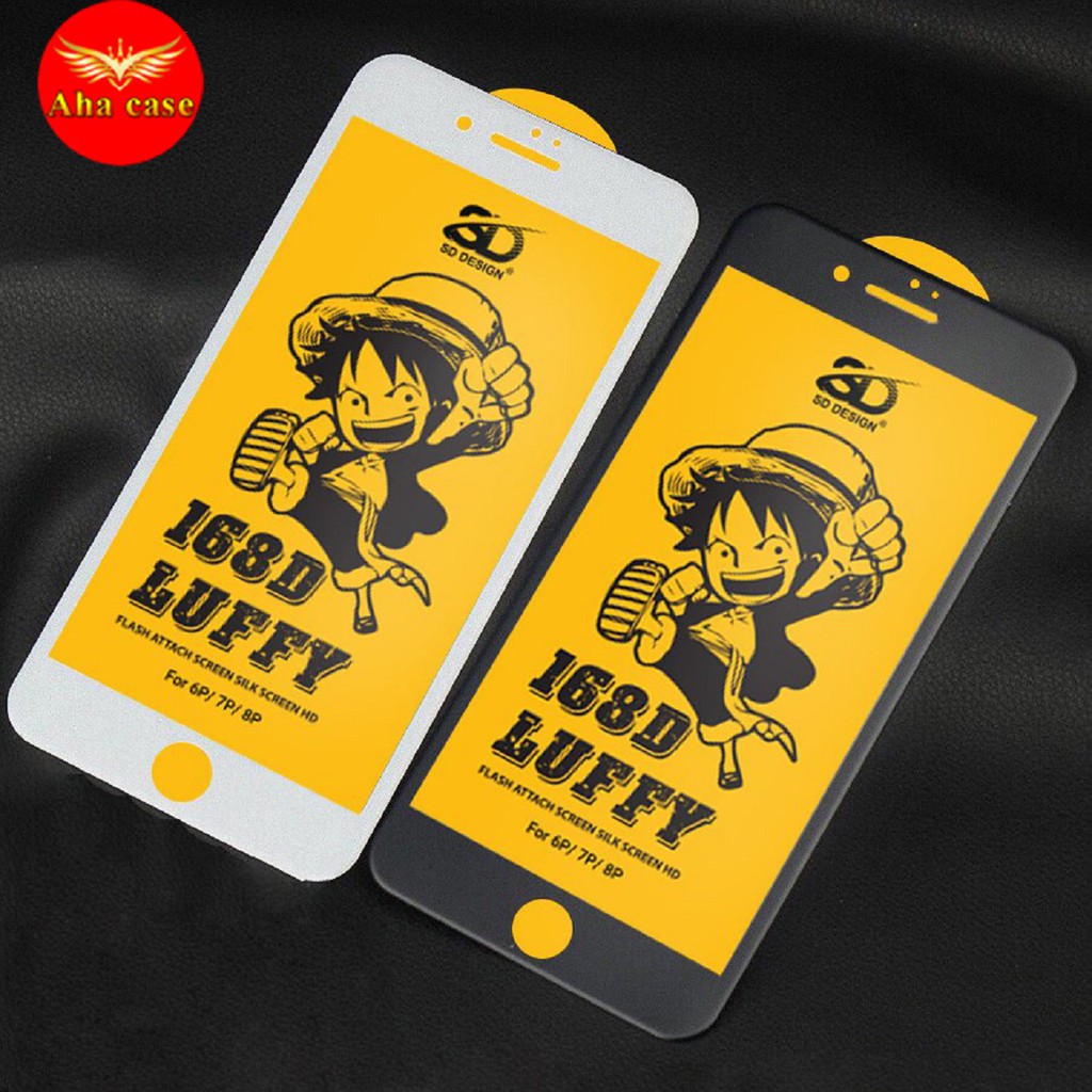 [Chính hãng] Kính cường lực Iphone 168D LUFFY cho Ip 6/6s/7/7plus/8/8plus/plus/x/xr/xs/11/12/pro/max, miếng dán màn hình