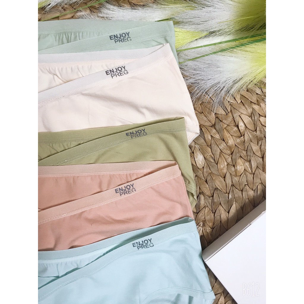 SET 5 quần lót bà bầu cotton kháng khuẩn cho bà bầu và sau sinh cạp chéo thấp thoáng khí trong thời kỳ mang thai