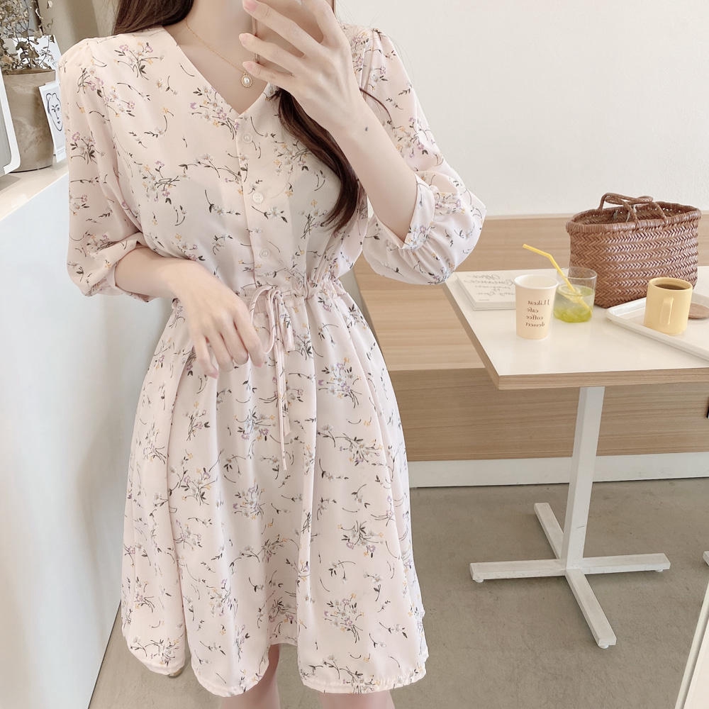 Đầm Hoa Nhỏ Ôm Eo Thời Trang Nữ Sành Điệu 33451