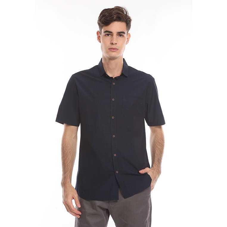 Áo sơ mi tay ngắn dáng ôm Manzone - Bestbuy-Navy