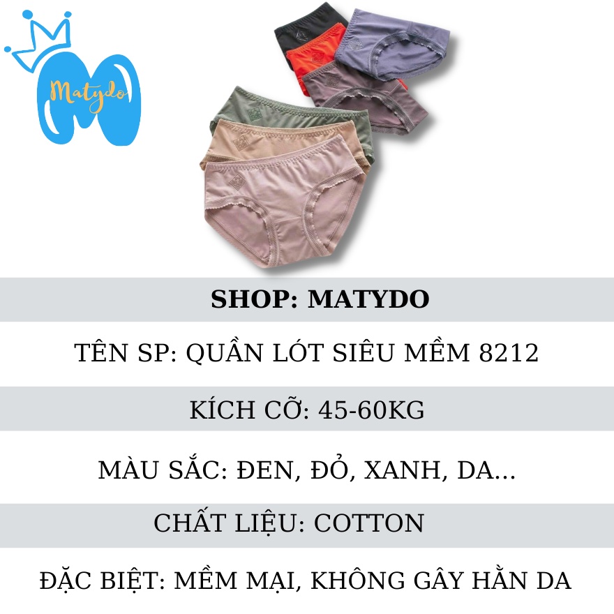 Quần lót nữ cotton freesize viền mềm mại MATYDO co giãn 4 chiều cho 45-60kg QL8212