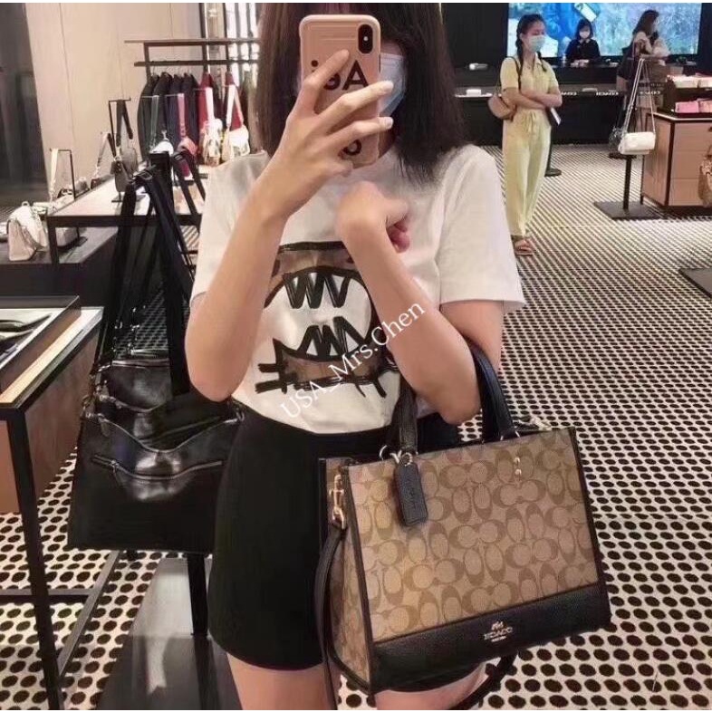 Giấy chứng nhận đính kèm sản phẩm chính hãng COACH F1955 Túi đeo chéo nữ mới Túi đeo vai nữ Túi tote Túi xách