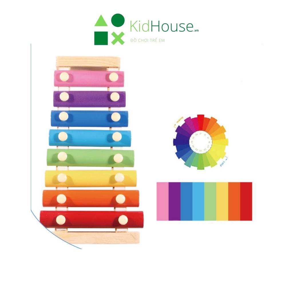 Đồ chơi gỗ montessori, bộ đàn gỗ 8 quãng Xylophone giúp trẻ em thông minh KidHouse.vn