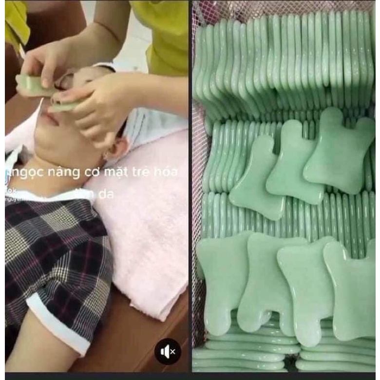 Ngọc bằng đá cạo gió mặt+ kem cạo gió mặt