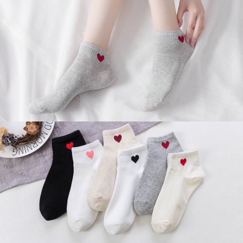 Tất Vớ Mang Giày Nữ Cổ Trụ Trái Tim P200 Siêu Dễ Thương - Hazo
