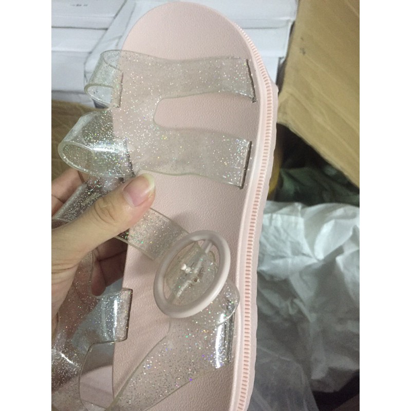 Sandal nữ thạch trong suốt đế bằng La Mã M1265555