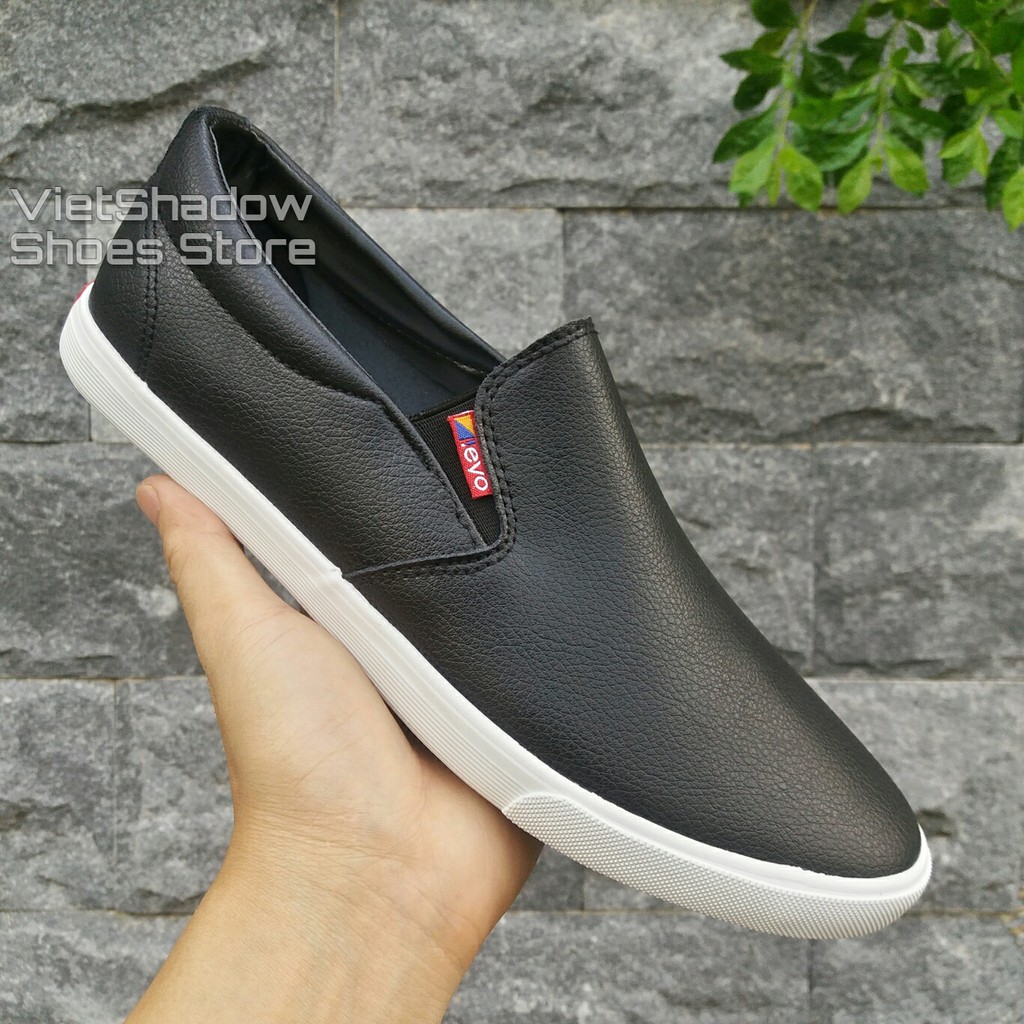 Slip on da - Giày lười da nam cao cấp thương hiệu LEYO - Da PU 3 màu đen, trắng và xanh navy - Mã SP A5192