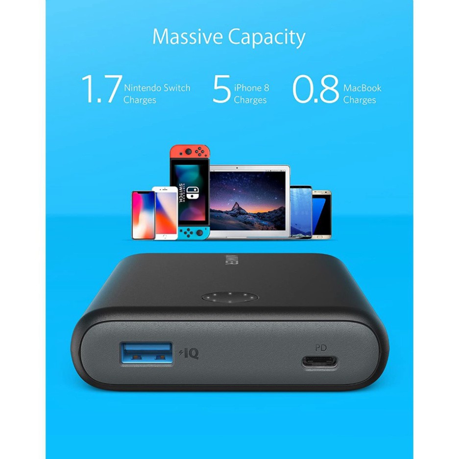 Pin dự phòng 13400mAh sạc nhanh PD 18w ANKER A1241 PowerCore Nintendo Switch Edition cho iPhone iPad Samsung Oppo Xiaomi