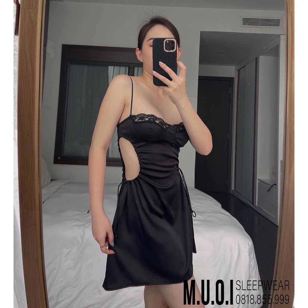 [FREESHIP]Váy ngủ sexy QUẢNG CHÂU - Sx 162 - Váy ngủ lụa cúp ngực khoét eo sexy hot hit - hàng có sẵn(video+ ảnh)
