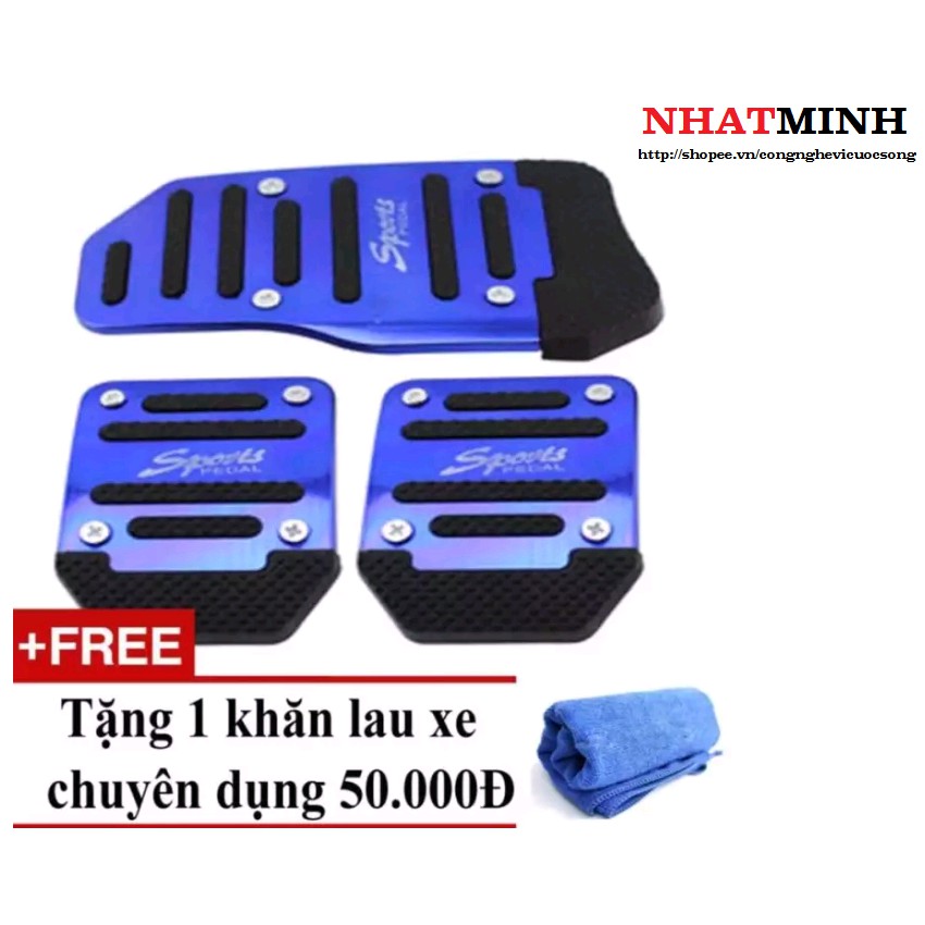 Ốp chân phanh, côn, ga ô tô số sàn (Xanh) + Tặng 1 khăn lau xe chuyên dụng 1000002503+1000001121