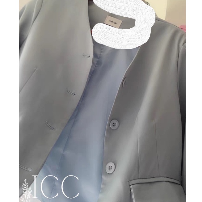 Áo vest blazer nữ không cổ dài tay Hàn Quốc AO017 ảnh thật