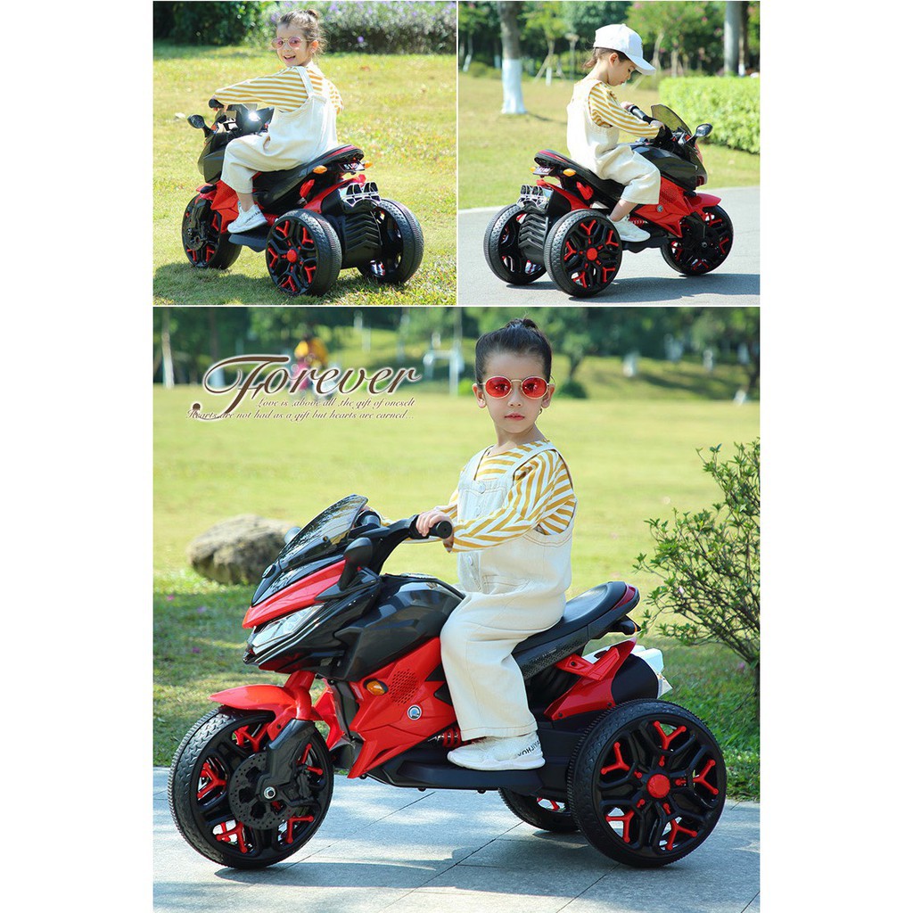 Xe máy điện moto 3 bánh trẻ em BABY-MART 5188 dáng thể thao (Đỏ-Trắng-Xanh-Vàng)