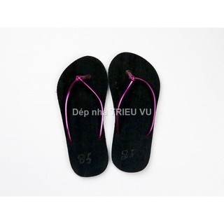 Dép xốp nữ quai kẹp đế cao su 1 phân đen sợi đơn TÍM bảo hành 6 tháng