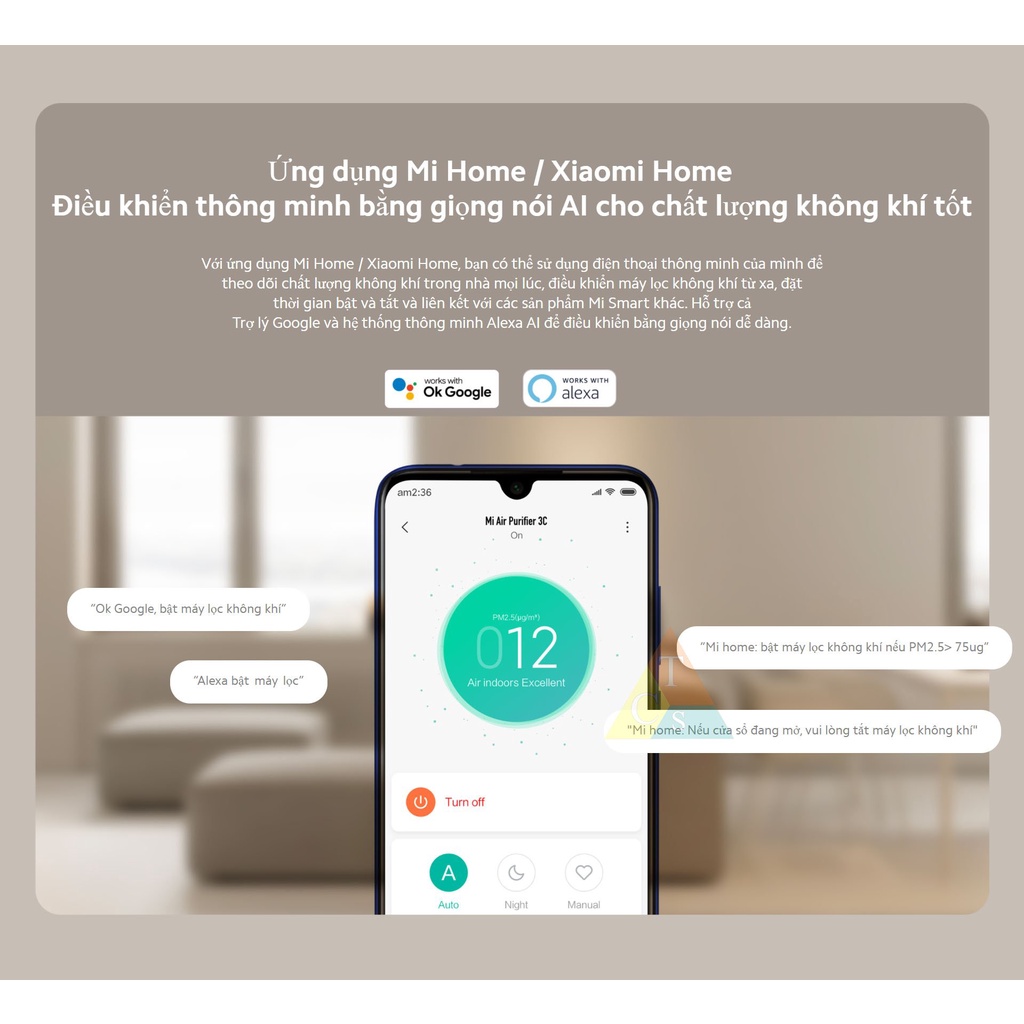 (*)GIAO HỎA TỐC MÁY LỌC KHÔNG KHÍ XIAOMI 3C/3H/Pro Mi Air Purifier | Bản Quốc Tế
