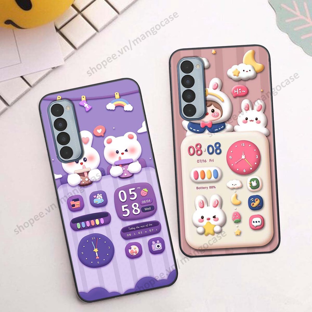 Ốp lưng Oppo Reno4 / Reno4 Pro / Reno 4 hình gấu, thỏ, đồng hồ cute dễ thương