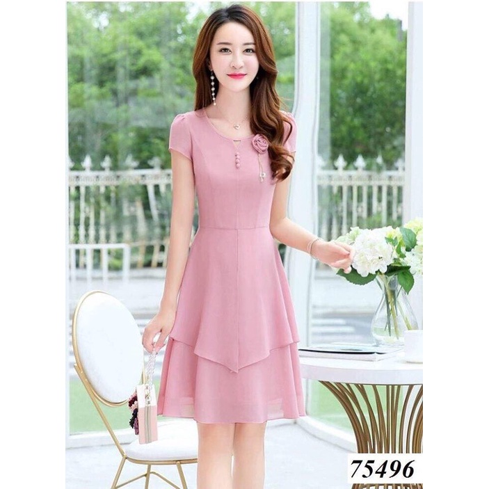 ĐẦM XÒE VOAN DỰ TIỆC KÈM HOA SIÊU SANG