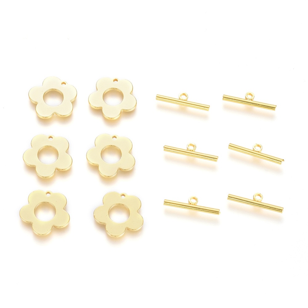 Bộ 2 Móc Khóa Bằng Đồng Mạ Vàng 13x13.5x1mm