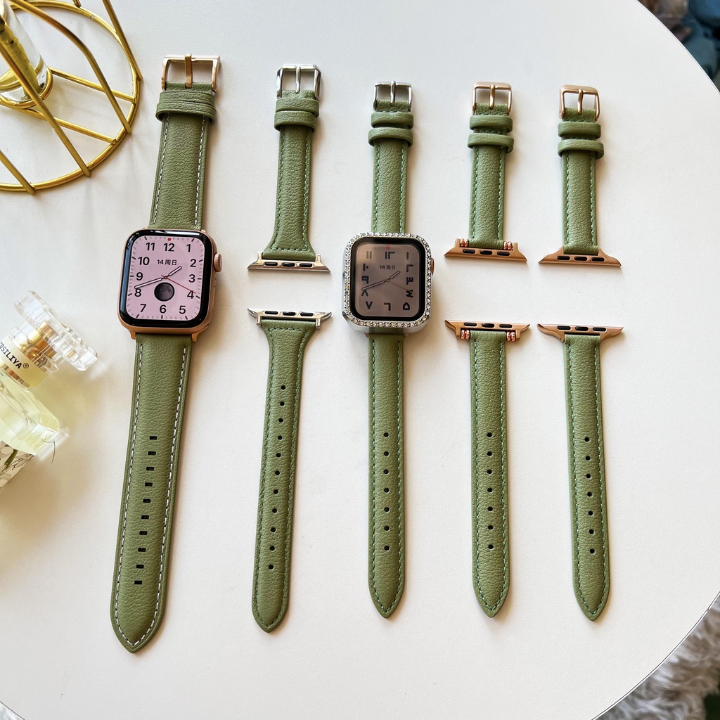 Dây đeo bằng da 40mm 44mm 45mm thích hợp cho apple iwatch series 7 6 5 se 4 3 2 38mm 42mm 41mm