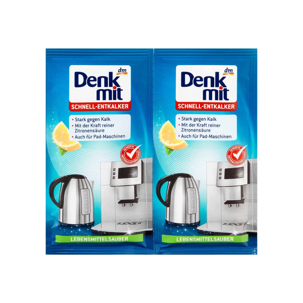 BỘT DENKMIT TẨY CẶN CHO ẤM SIÊU TÔC, BÌNH THUỶ GIỮ NHIỆT, MÁY PHA CÀ PHÊ, SET 2 GÓI x 25G