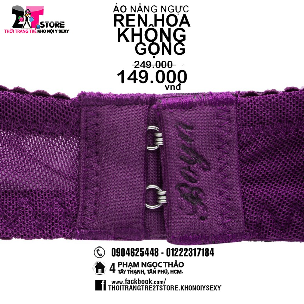 Áo Nâng Ngực Cotton Không Gọng Phối Ren (Tím)