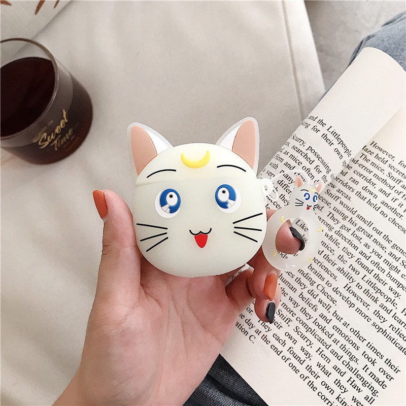 Cute Cartoon Japanese Anime Sailor Moon AirPods1 2 Cover Luna Cat Crystal Star AirPods Silicone Case