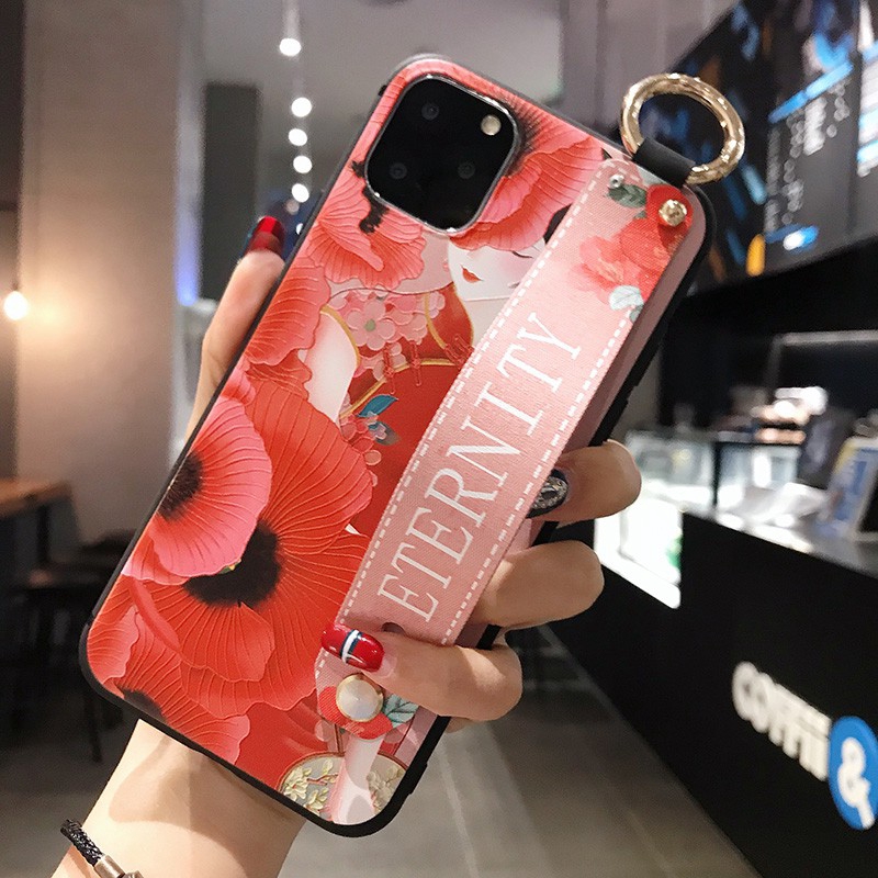 GNC| iPhone 11 Pro Max X XS 6 6s 7 8 Plus XR 6+ 6s+ SE 2020 Cheongsam Girl Soft Case Cover+Wristband 517