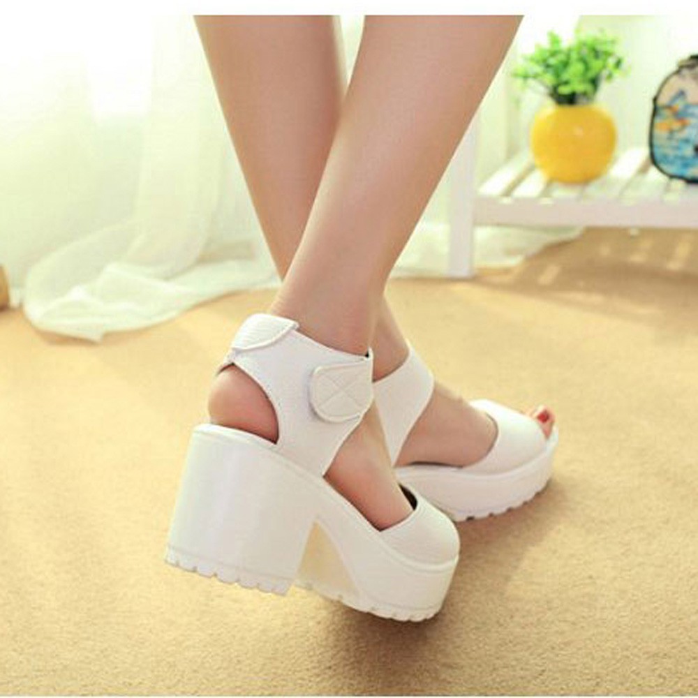 Giày sandal nữ hở ngón đế thô phong cách Gladiator