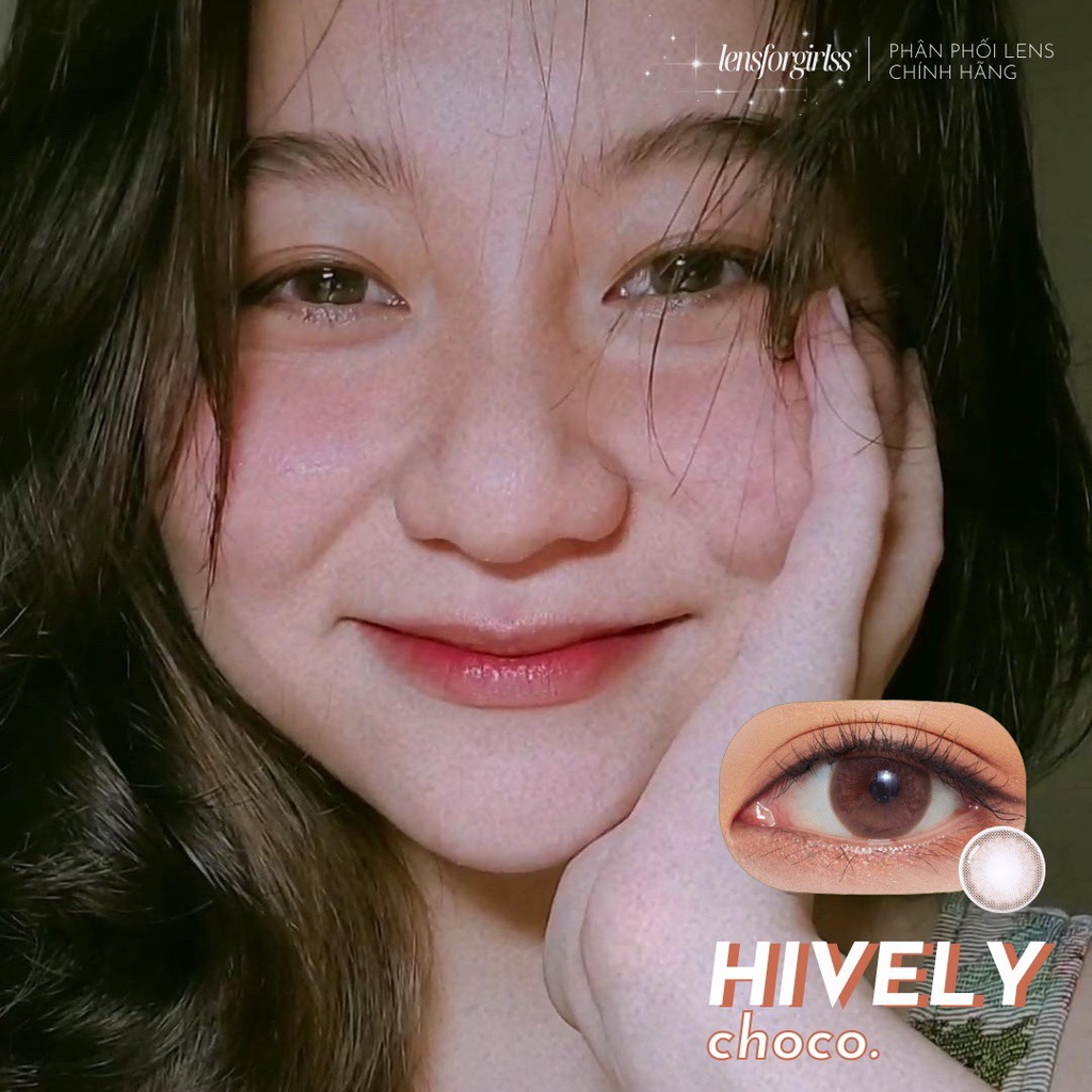 Kính Áp Tròng hồng đào HIVELY CHOCO chính hãng Olens | HSD 3-6 tháng | Lens cận