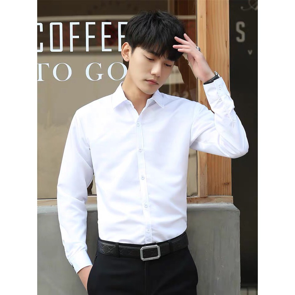 Áo Sơ Mi Nam Tay Dài 💖 FREESHIP 💖 Áo Sơ Mi Nam Trắng Đen Cổ Bẻ Cotton Lụa Không Nhăn Dáng Ôm Body Hàn Quốc | BigBuy360 - bigbuy360.vn