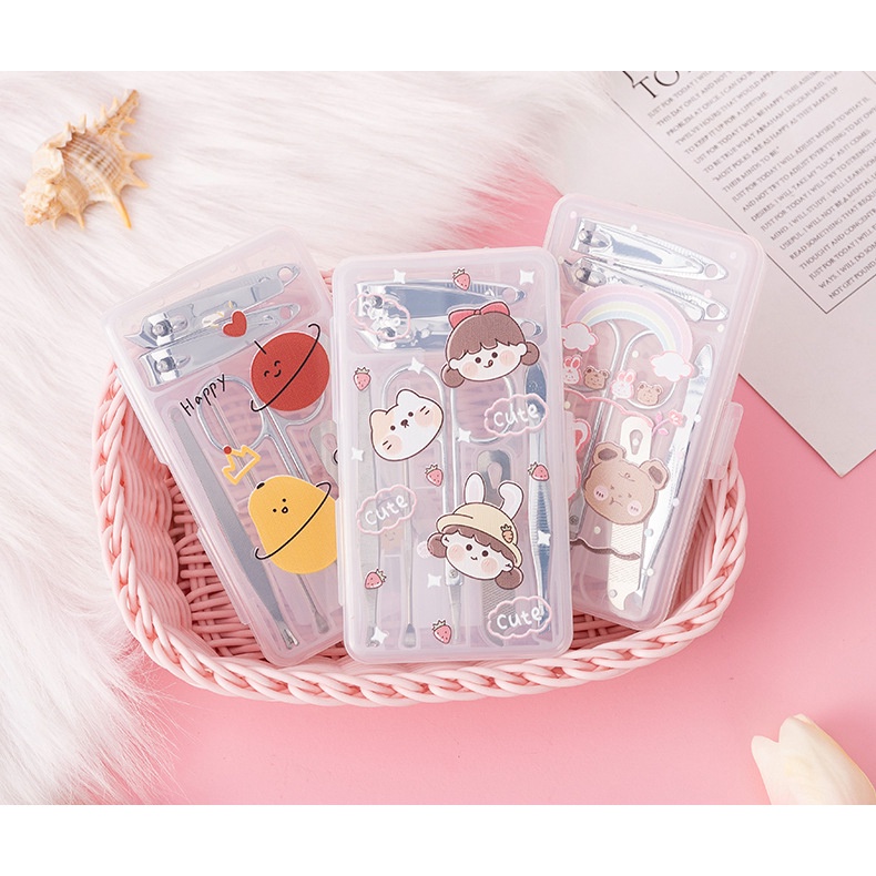 Bộ Dụng Cụ Bấm Móng 7 Món Hộp Nhựa Họa Tiết Trái Cây Xinh Xắn - Dumi Shop