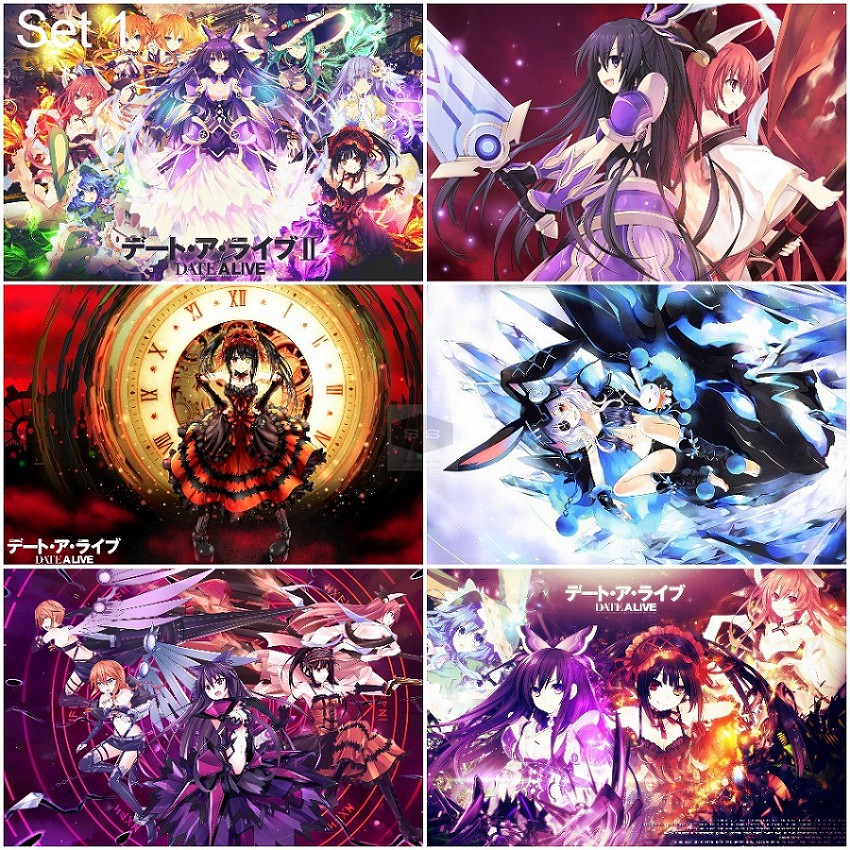 Bộ 6 Áp phích - Poster Anime Date A Live - Cuộc Hẹn Sống Còn (bóc dán) - A3,A4,A5