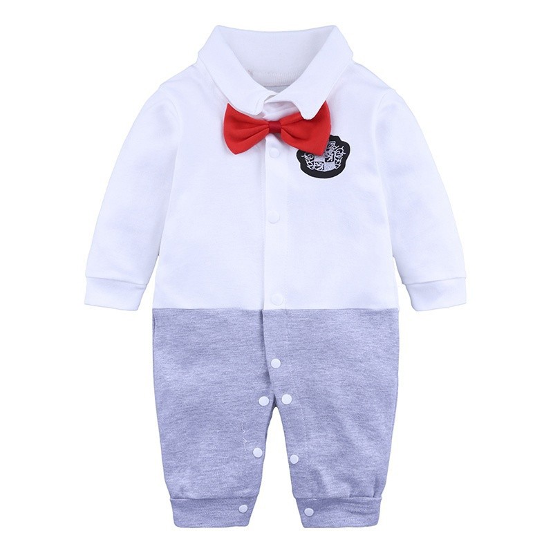 Áo cotton liền quần dài tay họa tiết xinh xắn cho bé
