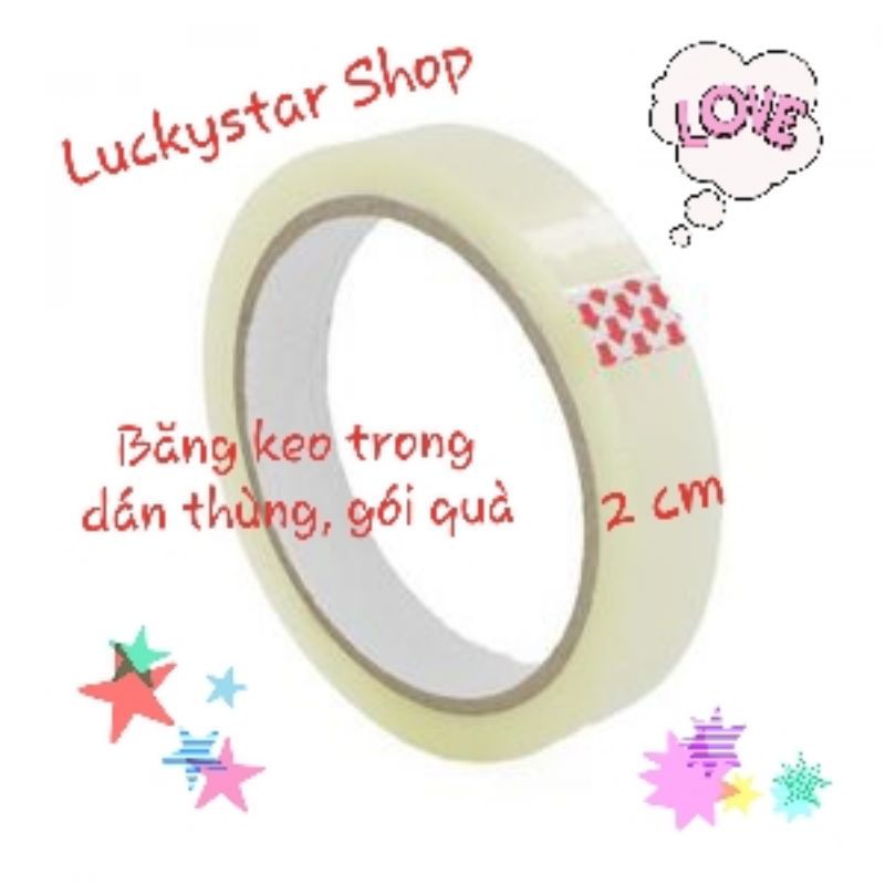 * Băng Keo Trong, size vừa 2cm, nặng 100gr, dán thùng, dán gói quà, giỏ quà tặng Lễ, Tết, tiện dụng.