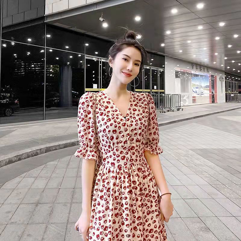 Chân Váy maxi Lưng Cao Họa Tiết Chấm Bi Phong Cách Bohemian