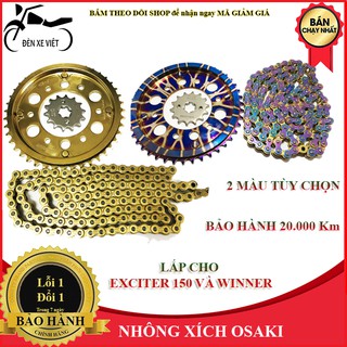 [CÓ VIDEO] Nhông sên dĩa Nhông xích đĩa lắp cho Exciter 150cc , Winner hãng OSAKI Thái Lan màu titan và màu vàng cực đẹp