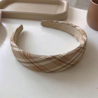 Băng đô cài tóc vải nhung kẻ sọc caro phong cách thời trang