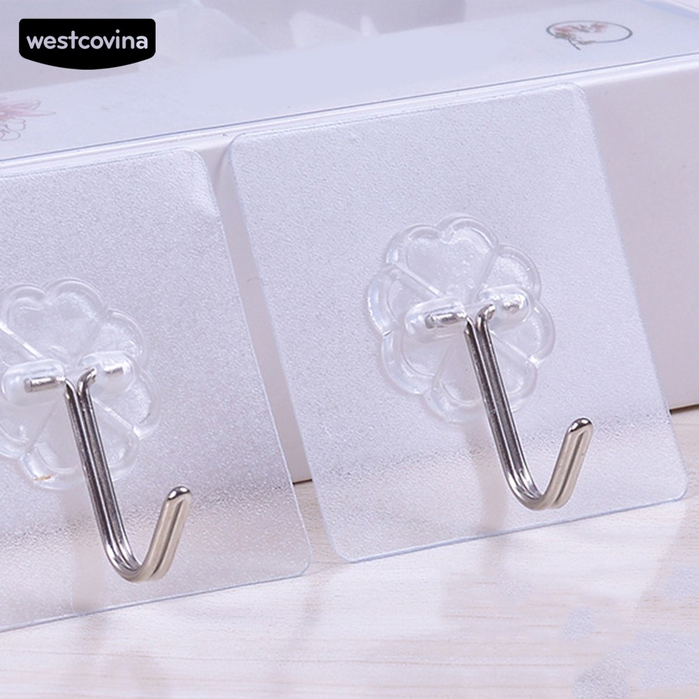 Bộ 6 Móc Treo Đồ Dán Tường Trong Suốt Hình Hoa Xinh Xắn
