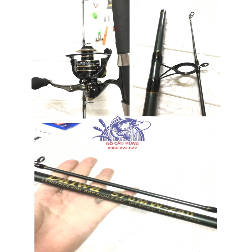 COMBO cần daiwa 576 2 khúc + máy AC/MC/EX khỏe + full phụ kiện. Combo cần máy 2 khúc chất lượng