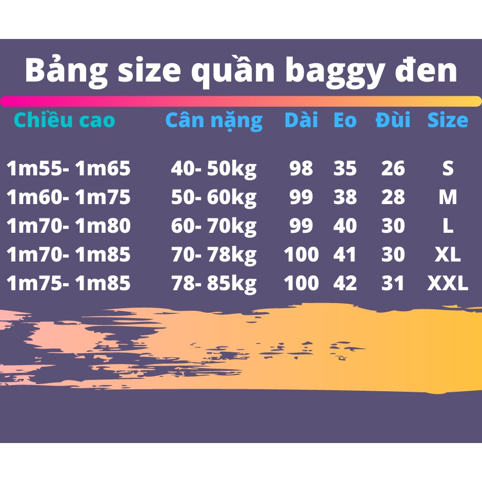 Quần Jean Baggy đen nam nữ ống rộng, dáng suông không phai màu