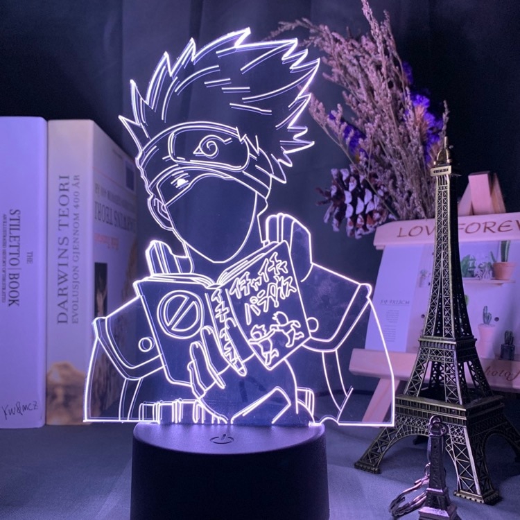 Đèn ngủ bóng LED hình Naruto Uzumaki Sasuke Uchiha Kakashi 3D 16 màu cho bé trai