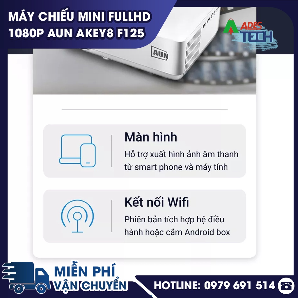 Máy chiếu mini Fullhd 1080p AUN AKEY8 F125 - BẢO HÀNH 12 THÁNG