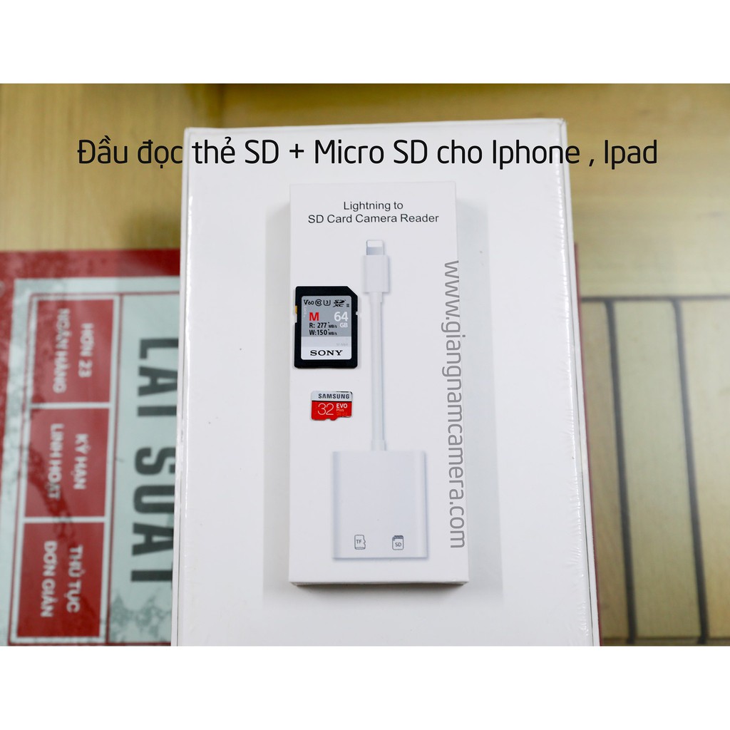 Đầu Đọc Thẻ OTG SD / MicroSD Cho IPhone, IPad, Samsung .