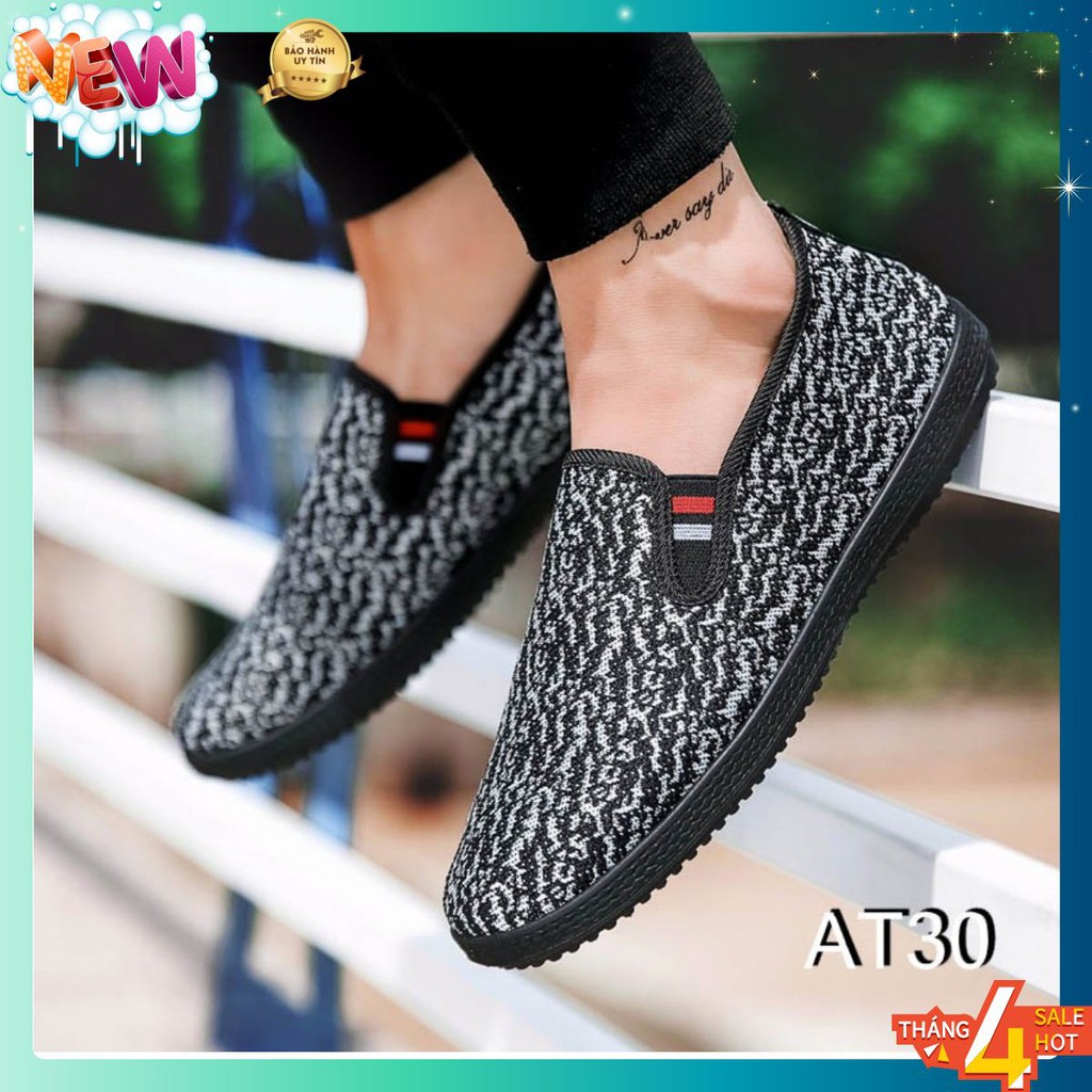 Giày Sneaker Nam Cá Tính Màu Đen Phong Cách - AT30